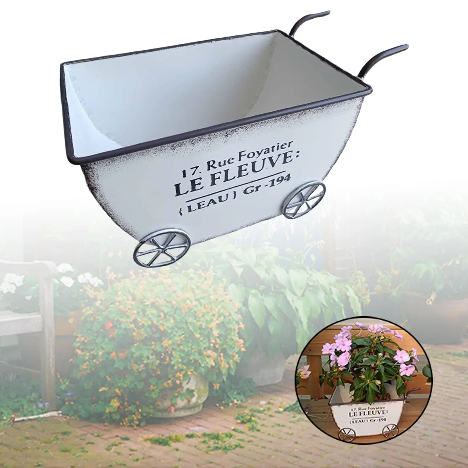 

Flower Cart Sturdy Space-saving Compact Metal Wagon Planter Planter Pot Planter Box for Garden Outdoor Yard Balcony Display