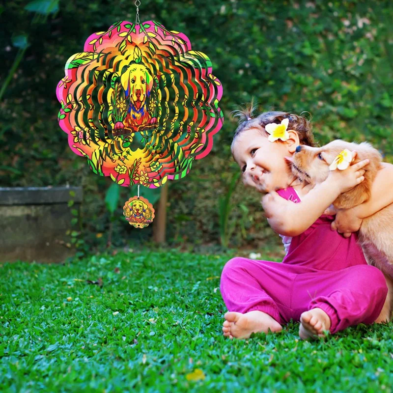 Pemintal Angin Warna Dasar Anjing Mandala Lonceng Angin Menggantung Pemintal Angin untuk Dekorasi