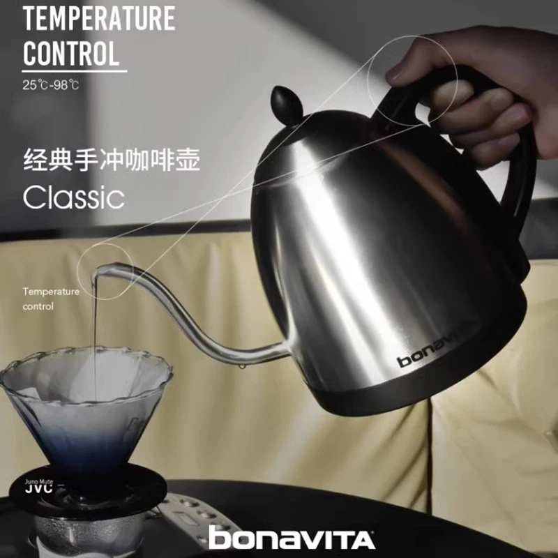 Classical Bonavita 1L kettle digital variable temperature gooseneck kettle for brewing coffee and tea Precise pour control