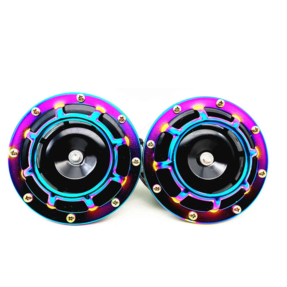 

1 Pair Super Loud Colorful Electric For Car Motorcycle Universal Durable Iron Horn Decorative Whistle Auto