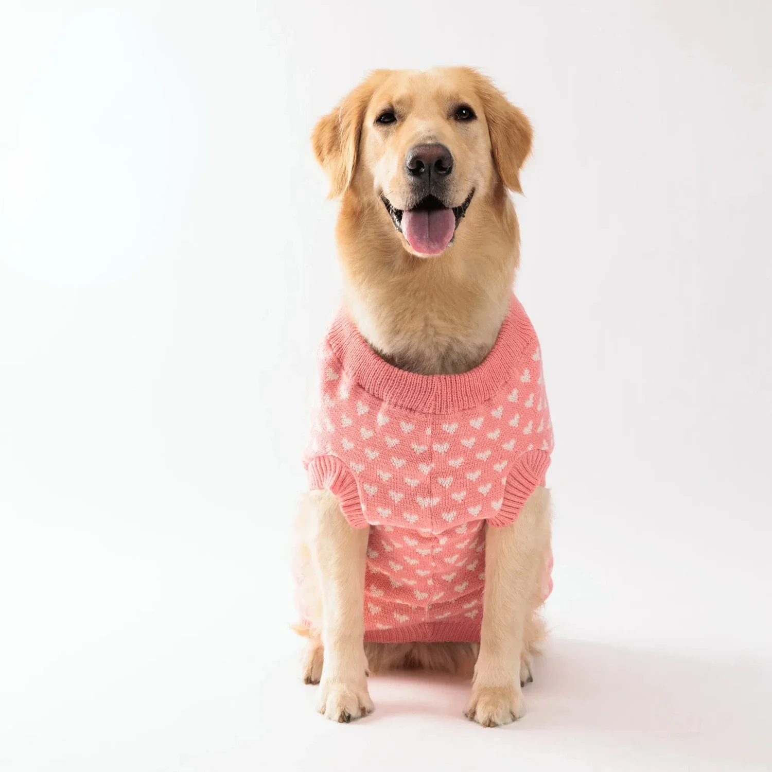 Stay warm and cozy in style all season long with this adorable, stylish, and durable heart-patterned pet sweater. Perfect for sm