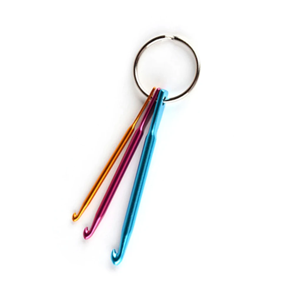 

3 Pcs Crochet Hooks Keychain 3mm 4mm 5mm Aluminum Lightweight Portable Knitting Needles Set Travel Craft Supplies
