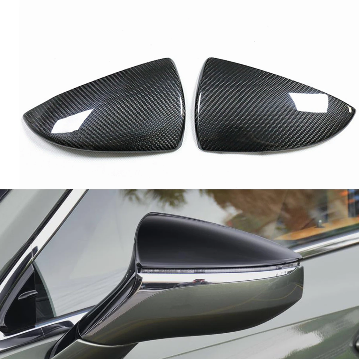 Real Carbon Fiber Rearview Side Wing Mirror Cover Case Caps Add on For Lexus UX200 ES350 LC500 LS500 RC350 RS F Car Accessories