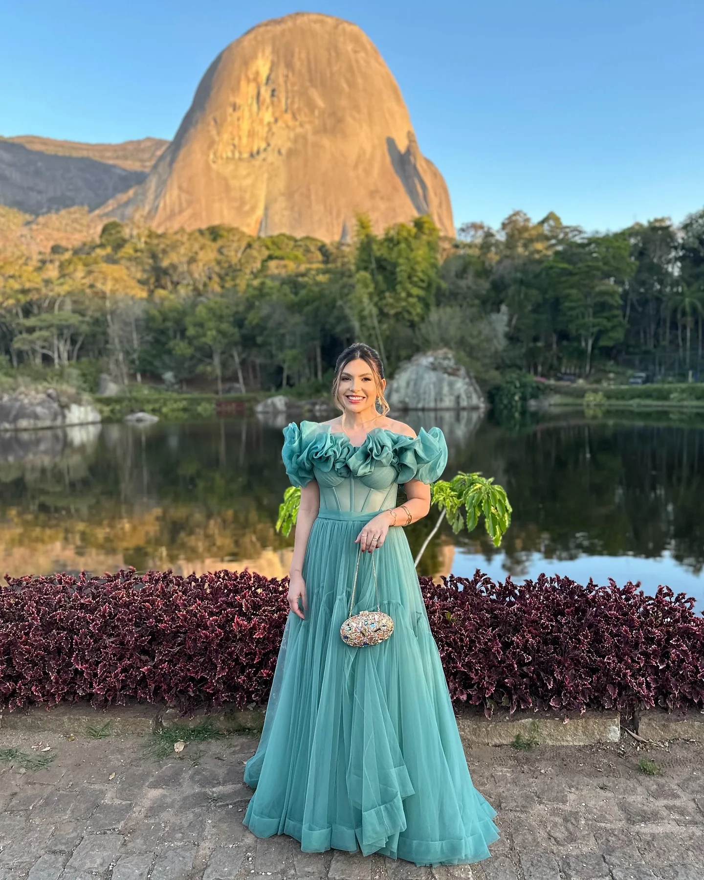 

Customized Sexy Organza A-Line Off the Shoulder Ruffles Evening Dress Temperament Short Sleeves Boat Neck Bespoke Occasion Gowns
