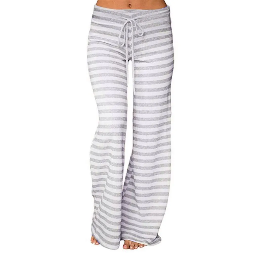 Fashion Striped High Waist Elastic Loose Wide-leg Sports Pants Women\'s Quick-drying Pants Large Size Pants 2024 Ladies Leggings