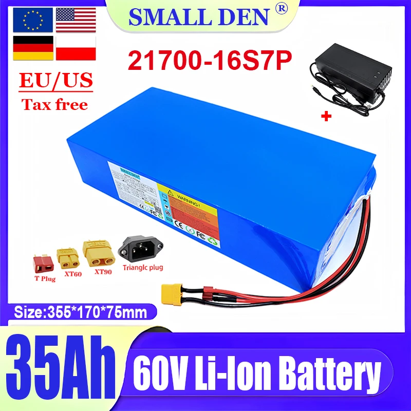 New 60V 35Ah battery 21700 16S7P 2500W 67.2 V lithium battery High power lithium-ion battery with built-in BMS