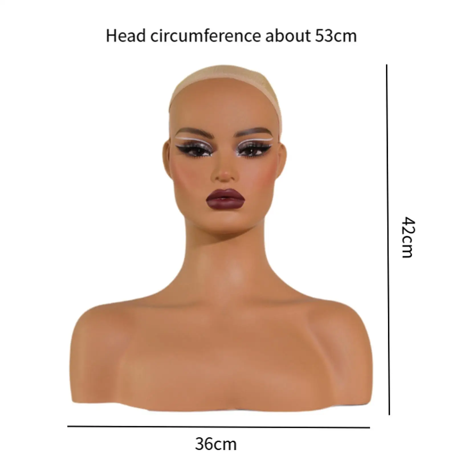 رأس عارضة أزياء مع أكتاف دمية تمثال نصفي لرأس القزم للشعر المستعار والمكياج وعرض إكسسوارات التجميل