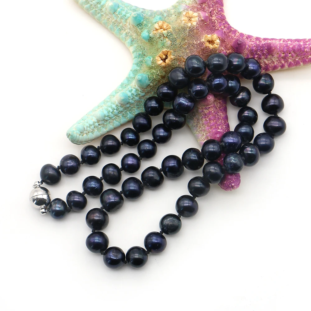 

Round Natural Freshwater Pearl Necklace 7-8mm Edison Pearl With Spherical Magnetic Clasp Design Necklace Jewelry 1strand/pack