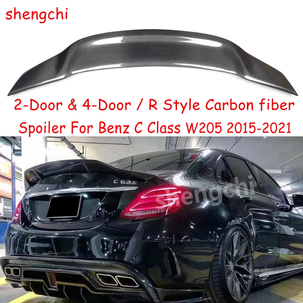 Alerón trasero de fibra de carbono estilo W205 R, labio del maletero para Mercedes Benz Clase C W205, corte de 2 puertas/4 puertas Sedan 2015-2021 C250