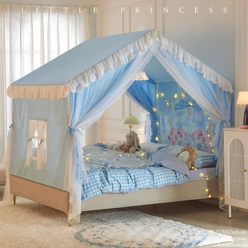 New princess style mosquito net home bedroom transformation children's split bed tent girls' room blackout curtain integrated view 4