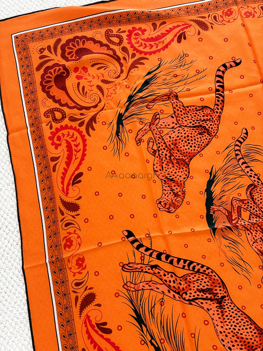 الشتاء الدافئ وشاح المصممين الفاخرة شالات كبيرة ساحة عصابات الرقبة رئيس حقيبة الملحقات سرق هدية الكريسماس الأسد الطباعة #3