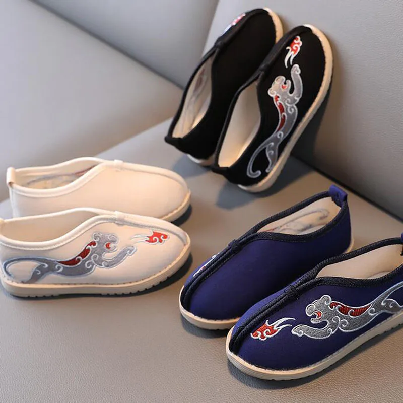 Chinese Style Children Shoes for Boys Embroidered Performance Shoes Comfortable Cloth Loafers Boy Kids Casual Flat Shoes CSH1438