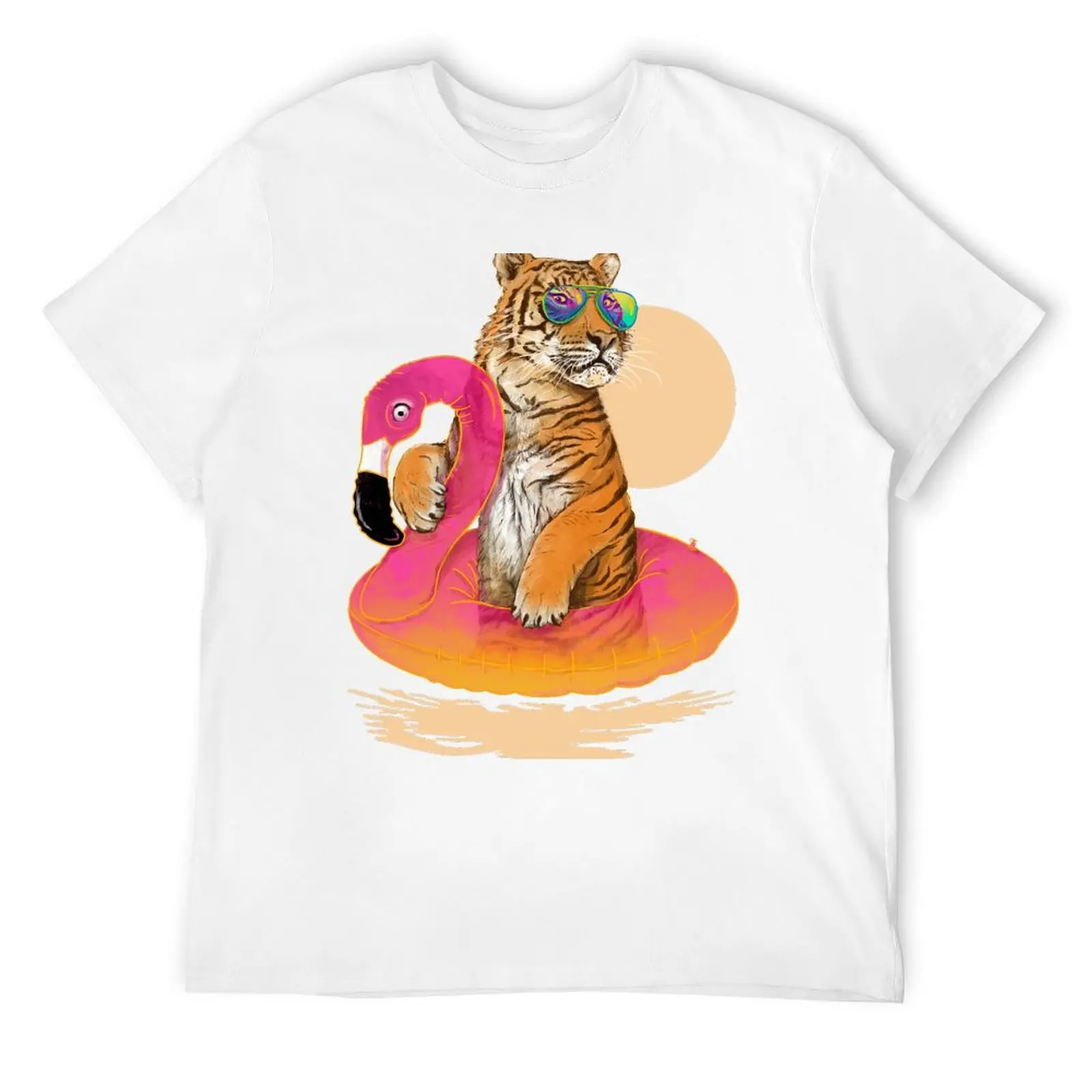 

Chillin, Flamingo Tiger T-Shirt custom t shirt summer tops oversized t shirt men