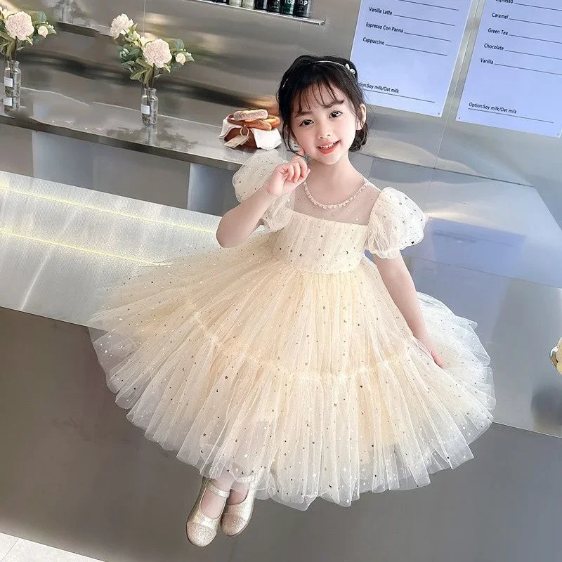 Children's Puffy Dress Girls Mesh Suspender Small Dress Three-dimensional Wings Fairy Dress Cute Birthday Party Princess Dresses