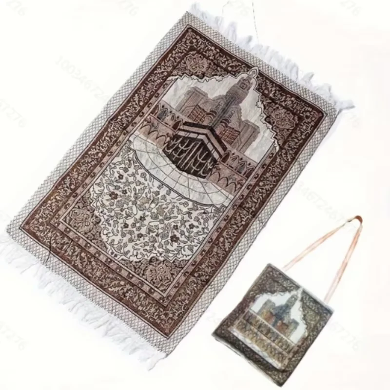 Pilgrimage blanket in cotton yarn shoulder bag style, soft and wear-resistant, portable bag blanket for Muslim trips