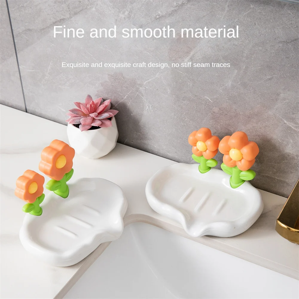 Creative Flower Soap Dishes Drain Plastic Soapbox Draining Soap Holder Bathroom Storage Soap Rack Bathroom Products