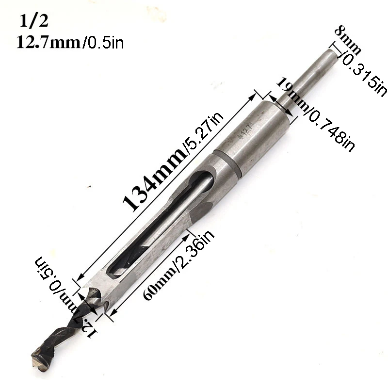Steel Square Hole Drill Bit Set | 12.7mm Round Shank, Self-Centering, High Smooth Surface Finish | Suitable for Wood & Metal