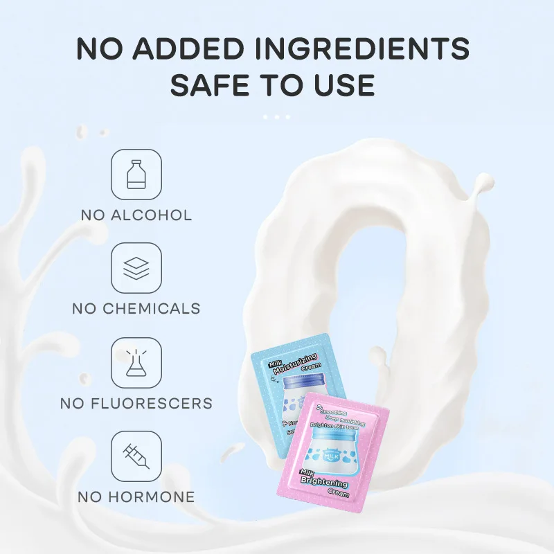 10Pcs Milk Hyaluronic Acid Face Cream Moisturizing Smoothing Skin Hydrating Facial Cream Nourishing Face Skin Care Products