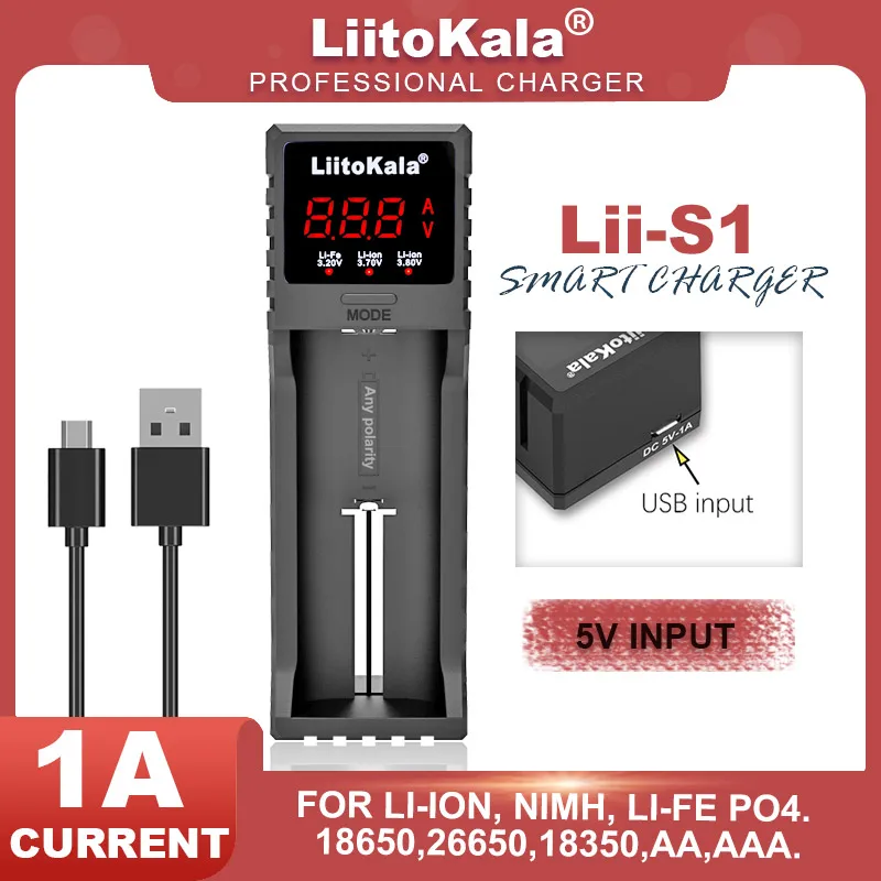 Liitokala Lii-S1  Lii-S2  26650 AA AAA 18650 18350 18500 3.7V 1.2V 3.2V 3.8V Rechargeable Battery Charger