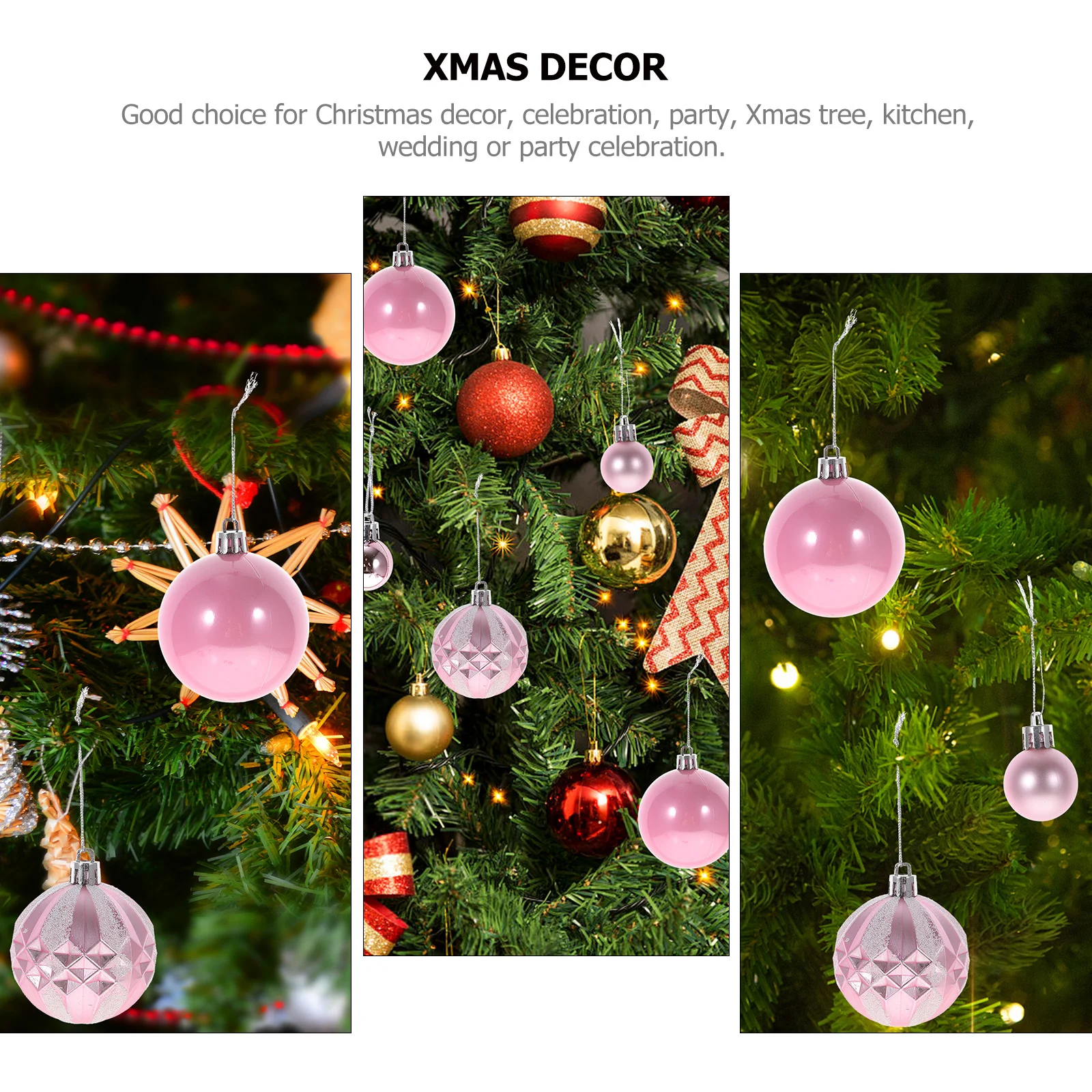 40 Pcs Round Christmas Balls Decorations Tree Ornaments Pendant 6x6cm Hanging