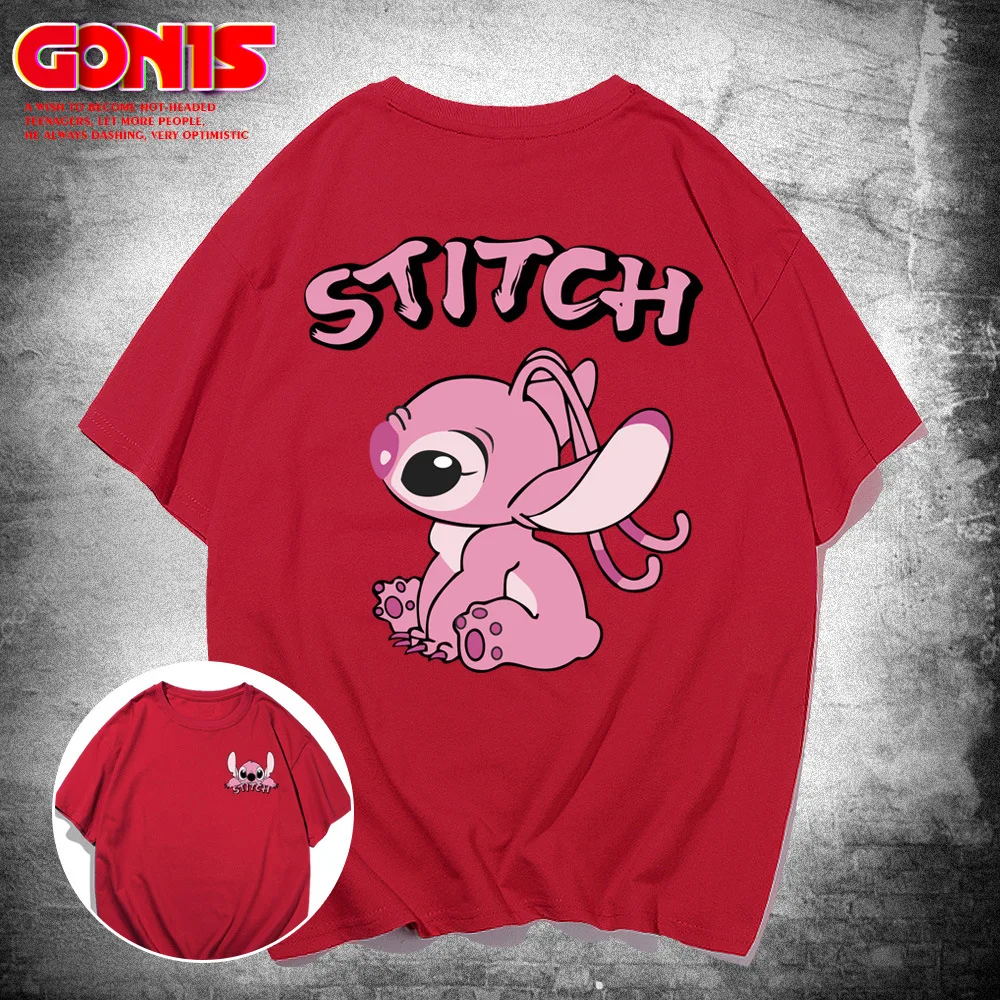 Stitch Short-sleeved T-shirt Summer Cartoon High School Student Casual Half-sleeve Boys Girls Anime Kawaii Cartoon