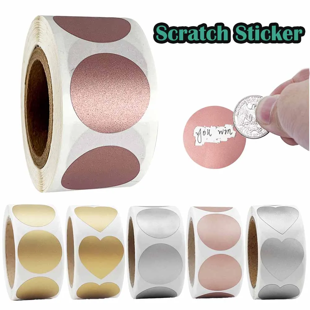

300Pcs/Roll Waterproof Coating Scratch Sticker 2.5cm/1.0inch Perfect for Promotion Lottery Game Hidden Information Funning Learn