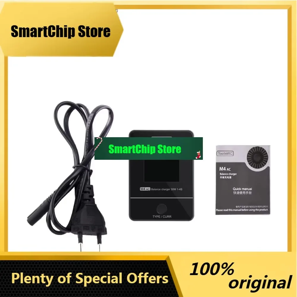 SmCpToolkitRC M4AC 30W LiPO LiFE LiHV Compact AC Charger 1-4S XT30/ XT60 Interface For RC Model FPV Racing Freestyle Drone Batte