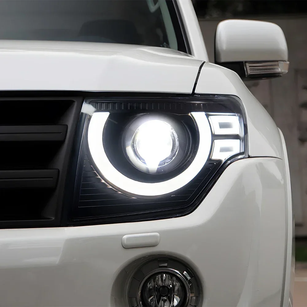 Для Mitsubishi Pajero V97 2005-2012 светодиодные автомобильные фары в сборе, обновленный стиль Defender, динамические линзы проектора, автомобильные аксессуары