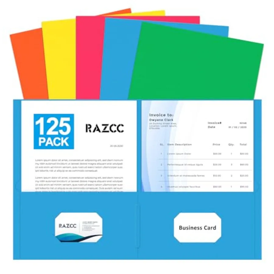 

Two Pocket Folders 125 Pack File Folders with Pockets Fit Letter Size Paper Thick Paper File Folder for School Office Business