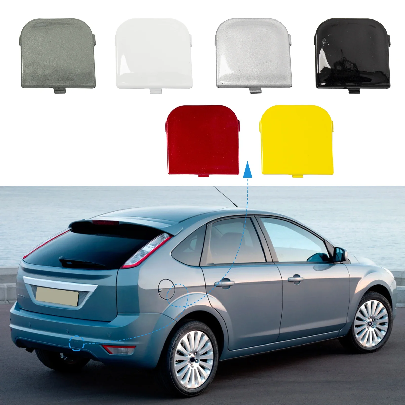 

Rear Bumper Tow Hook Cover Cap Towing Eye For Ford Focus MK2 II Accessories 2008 2009 2010 Hatchback 1521653 8M51 A17K922