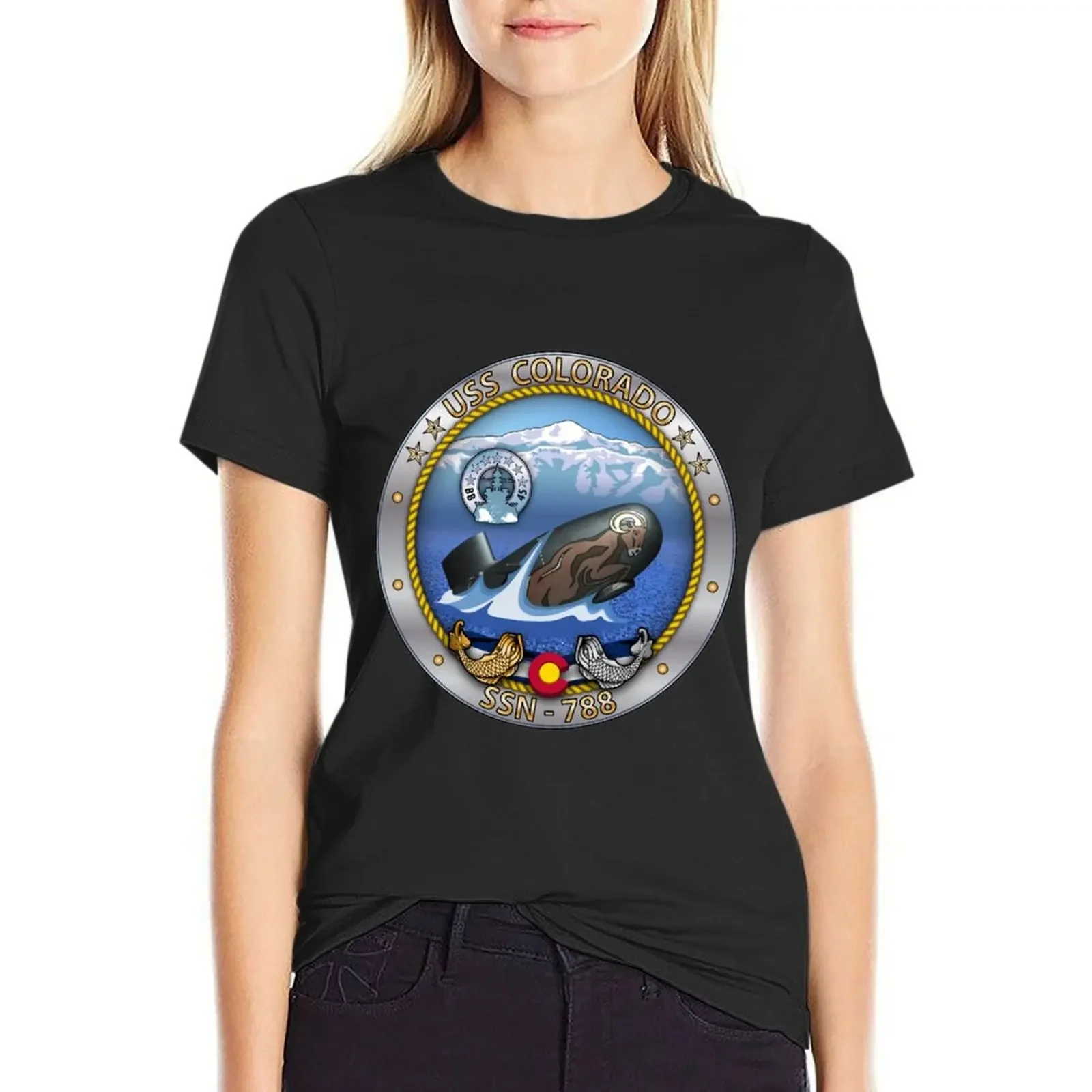 

SSN-788 USS Colorado Crest T-Shirt anime sports fans new edition t shirt Women