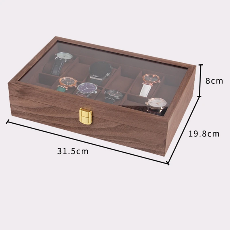 12Grids Wooden Watch Box Retro Watch Case Holder Organizer Storage Box For Men Watches Jewelry Boxes Display Best Gift