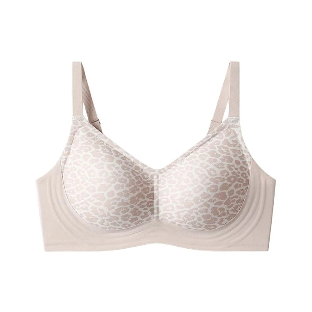 Close-fitting Leopard Print Wireless Bra Shockproof Traceless Women Leopard Brassiere V Neck Lingerie Anti-sagging