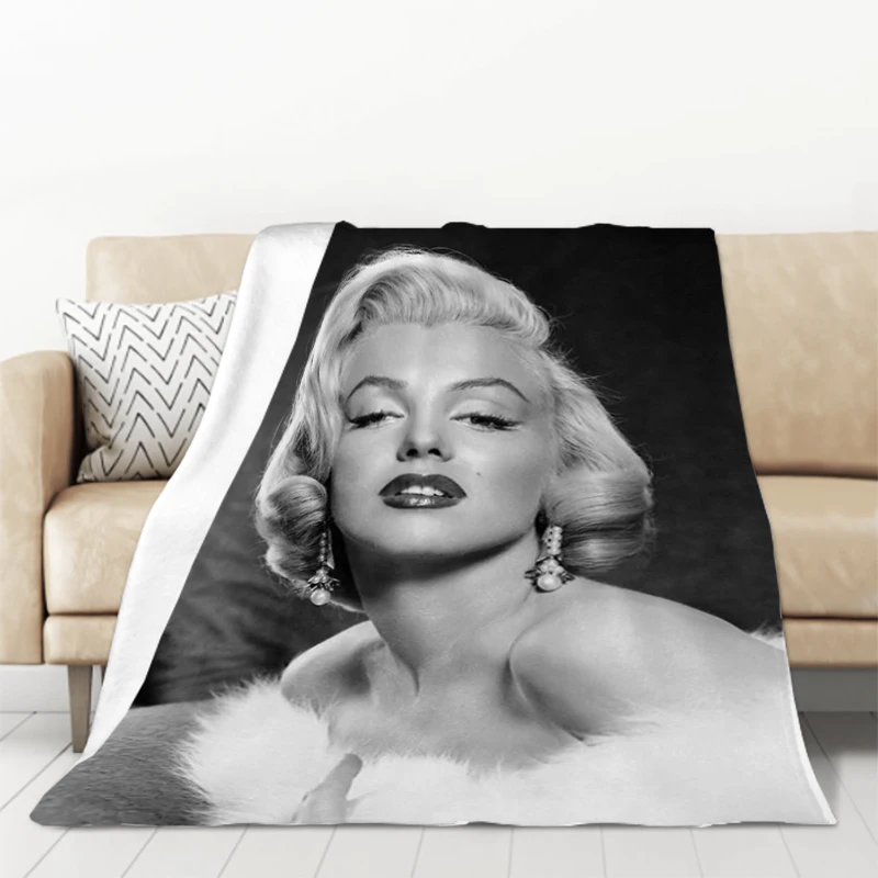 Marilyn Monroe Blankets for Decorative Sofa Throw Blanket Fluffy Catnap King Lid Microfiber Bedding Knee Fleece Soft Nap Luxury