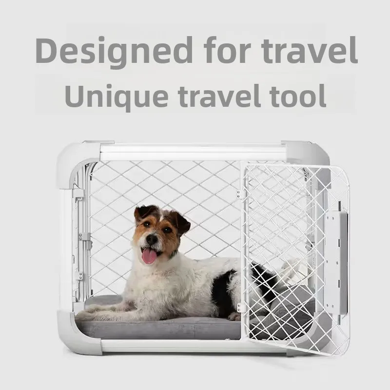 Portable Aluminium Pet Travel Crate Car Mount Dog Kennel For Small Breed Dogs