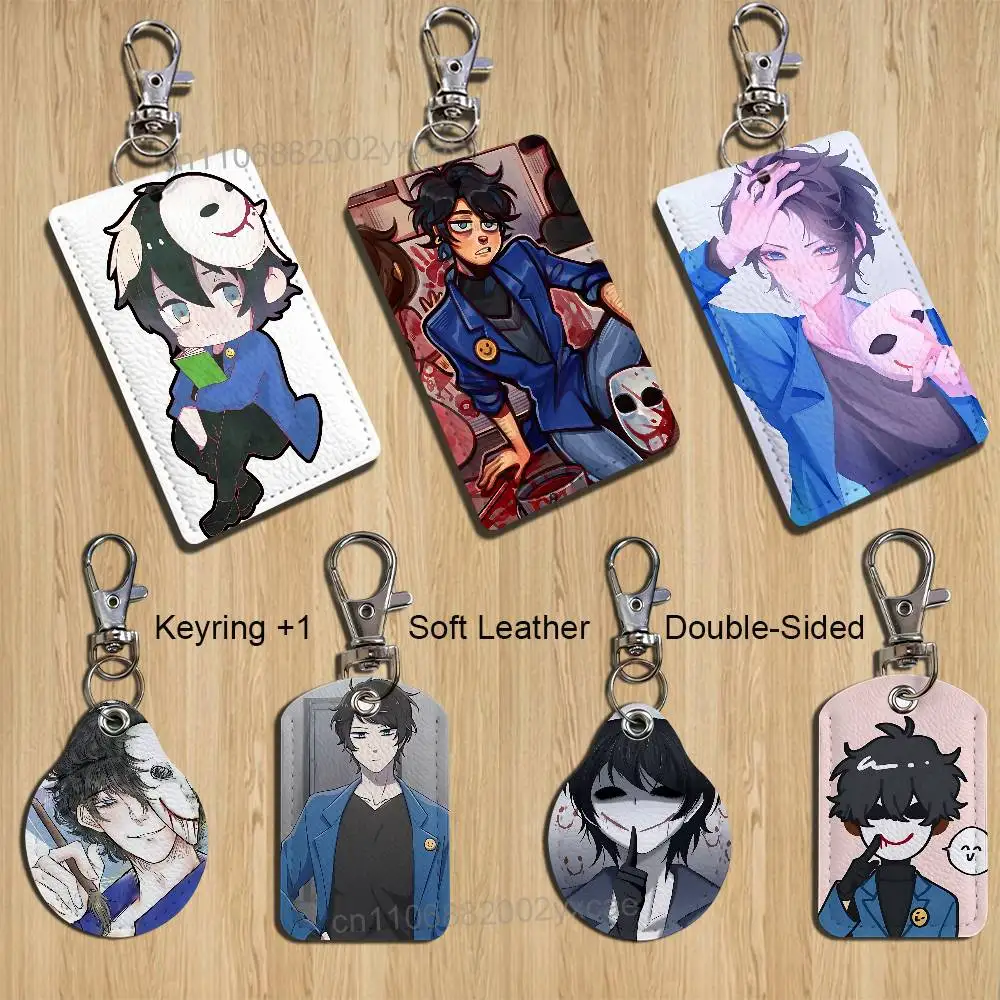 

Masked Clown Bloody Painter Card Holder With Keychain Executive Protection For Bank Credit Subway Bus Case