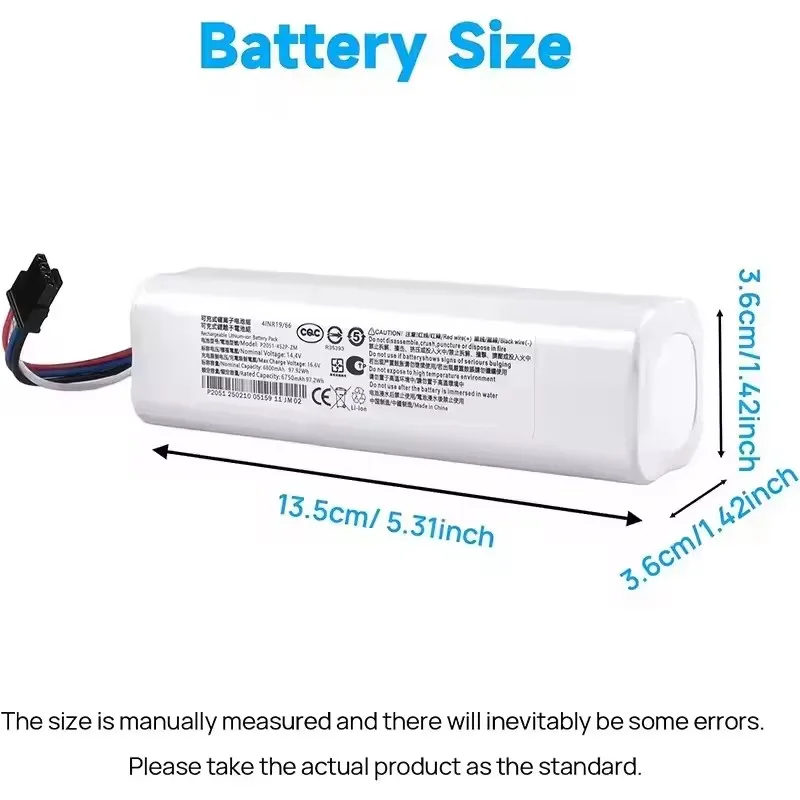P2008-4S2P-MMBK Battery for Dreame D9 Max F9 Z10 L10 Pro L10s D10 Plus D10s RLS5-BL0 P2150 RVS5-WH0 RL55L Robot Vacuum Cleaner