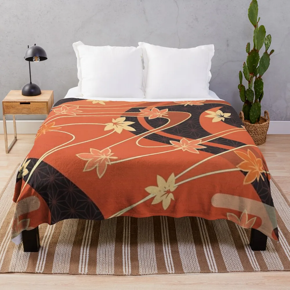 

Kaedehara Kazuha Maple Pattern Throw Blanket For Sofa Thin