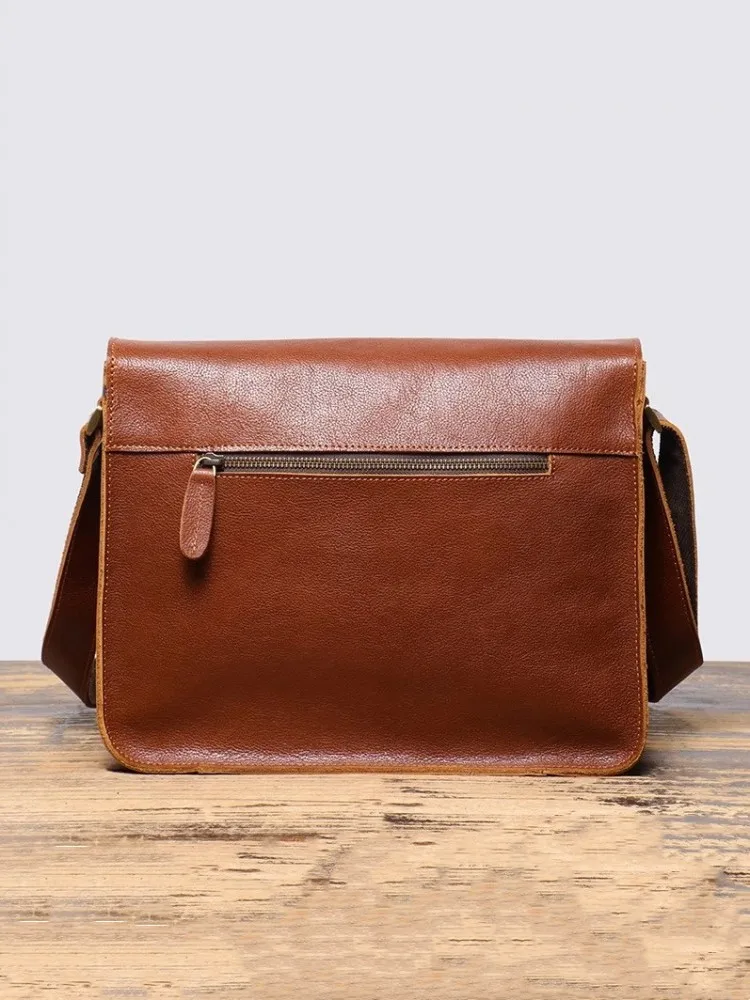 Vintage Cowskin Men Genuine Leather Single Shoulder Messenger Bag Business Casual Men Office Satchels Large Capacity Handbag