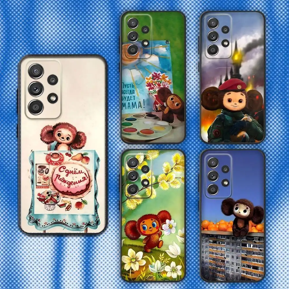 

Russia C-Cheburashkas Cute Phone Case For Samsung S25,S24,S21,S22,S23,S30,Ultra,S20,Plus,Fe,Lite,Note,10,9,5G Black Cover