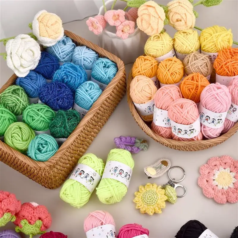 

New 12 Pieces/Set Kids DIY Knitting Crochet Yarns Colorful Material for Needlework Sewing Hand Crafting Wool Ball Hat Dolls Soft