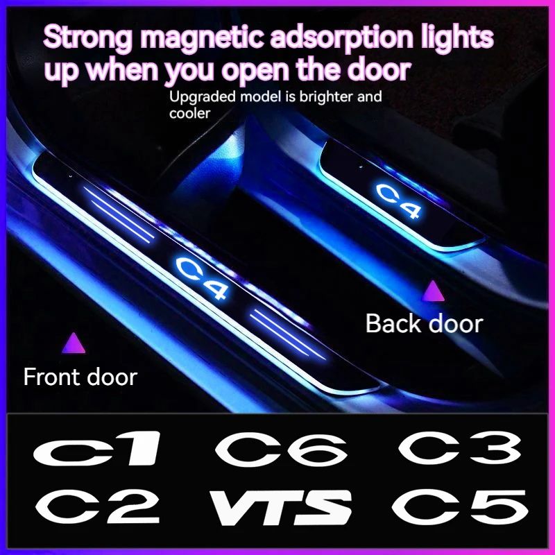 

Car door welcome light pedal threshold light car atmosphere light For Citroen C1 C2 C3 C4C5C6 VTS Xsara C-Crosser Berlingo Jumpy