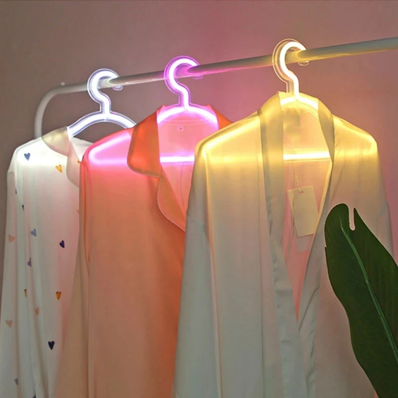 Led Licht Kleding Standaard Usb Powered Hanger Nachtlamp Voor Slaapkamer Thuis Bruiloft Kleding Kunst Muur Decor