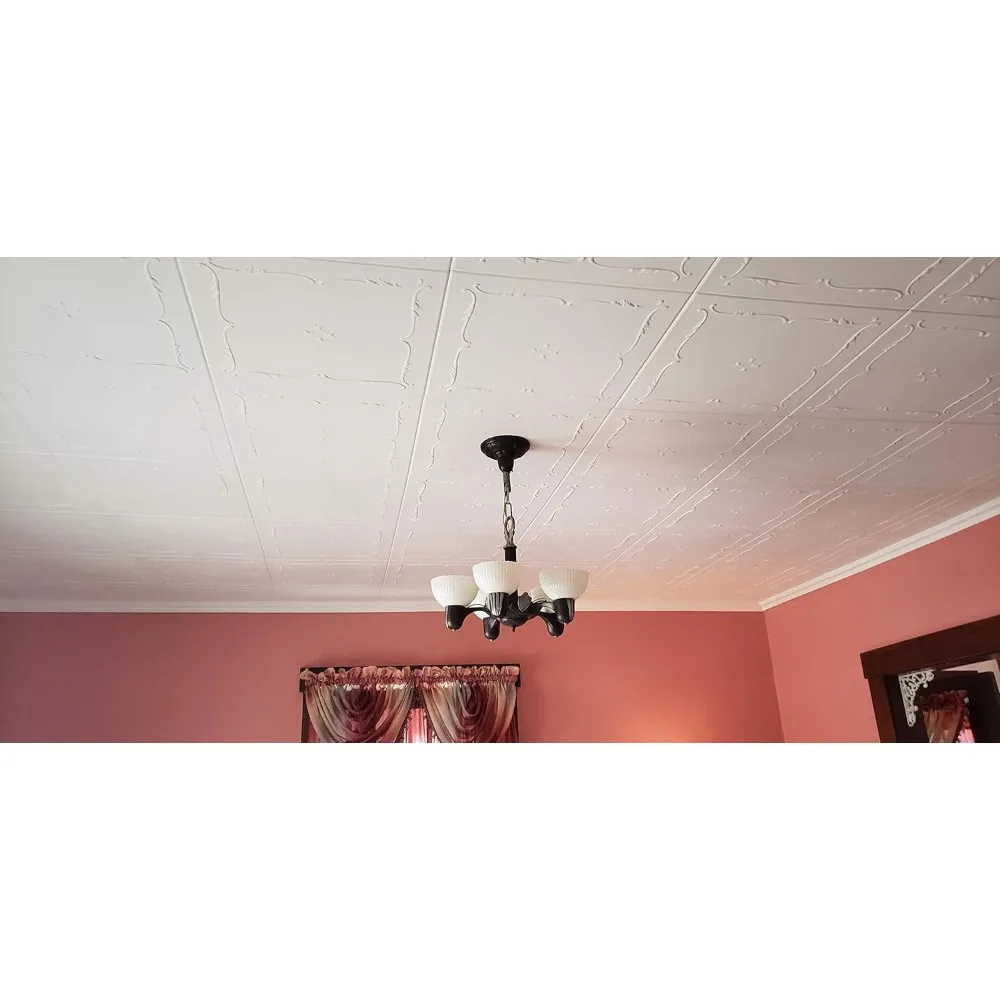 CEILINGS R05 Потолочная плитка из пенопласта с клеем (256 кв. ft./футляр), упаковка из 96, однотонный белый
