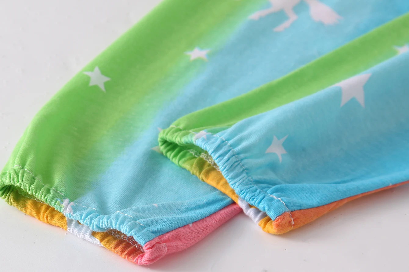 Kinderkleidung Frühling und Herbst Langarm Lange Hosen Unterwäsche-Set Pyjama-Set Mädchen Buntes Einhorn Hauskleidung-Set – Detail 11