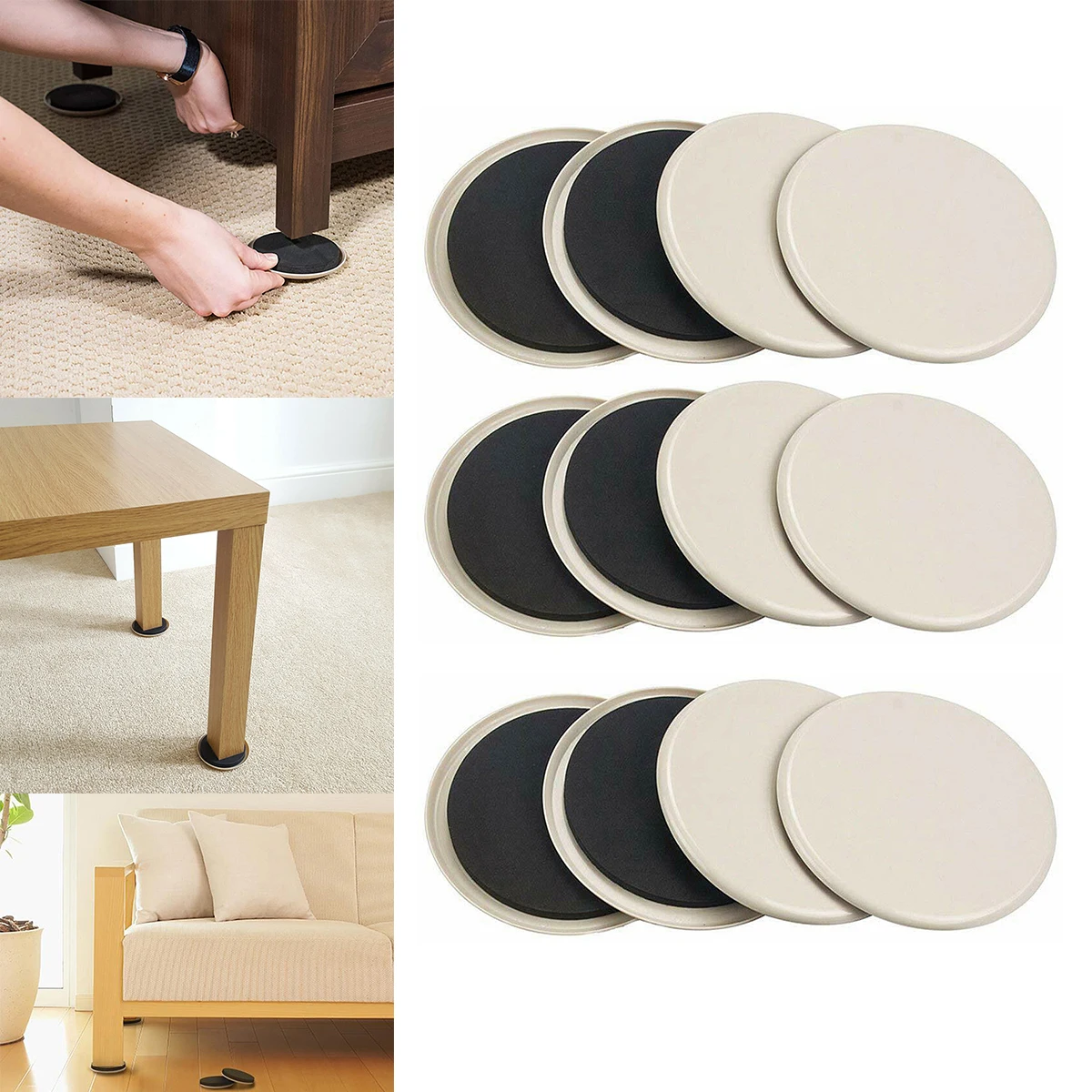 

4/8/12 Pcs Furniture Slider Heavy Duty Furniture Sliders for Carpet Movers Gliders Legs Pads Anti-abrasion Floor Protector Mat