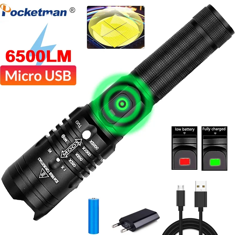 

Powerful LED Flashlight Super Bright Rechargeable Flashlights Outdoor Waterproof Torch for Camping Hiking Hunting