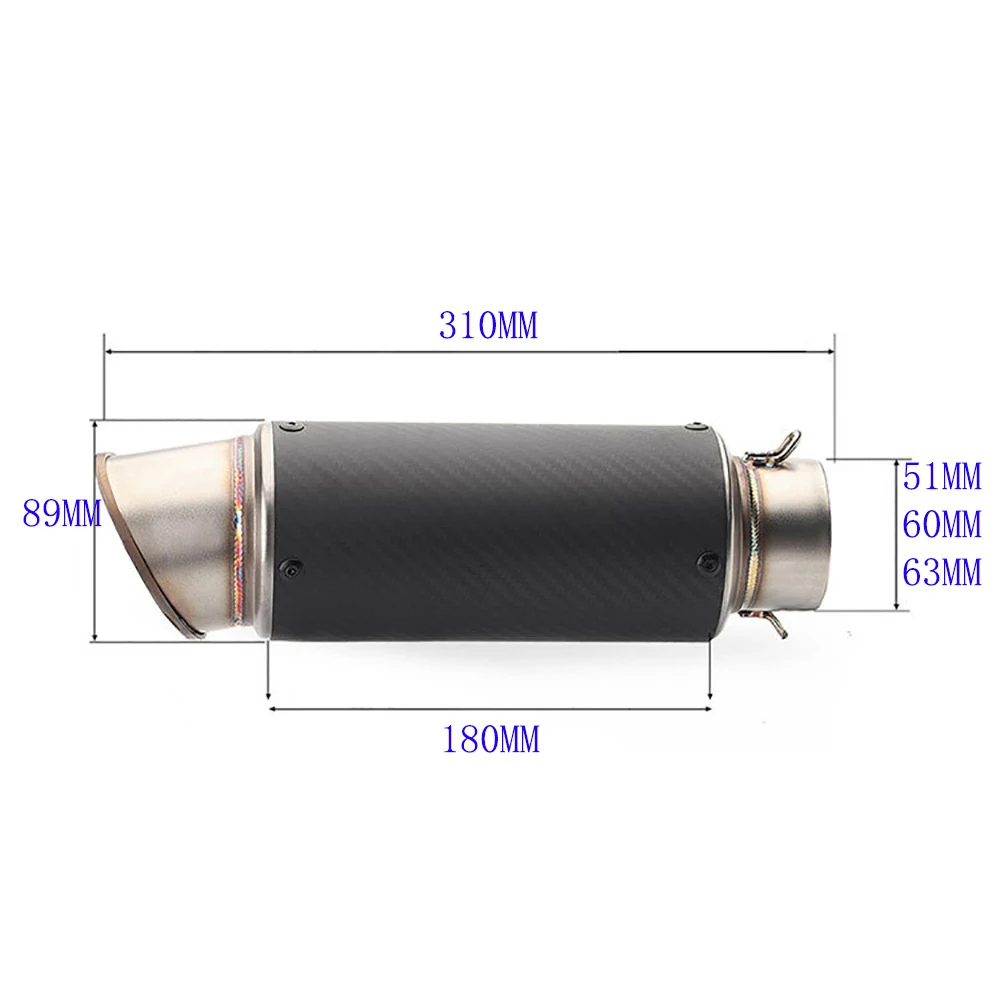 51/60/63MM Universal Stainless Steel Carbon Fiber Motorcycle sc Exhaust Muffler Pipe for Moto GP-PJ Racing Modify Accessories