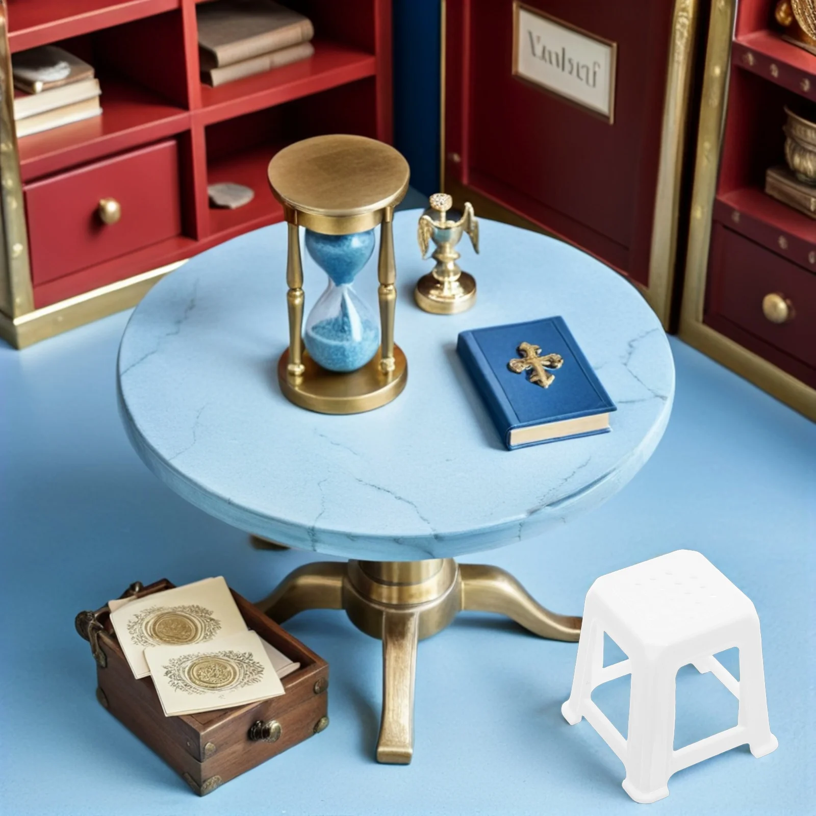 1Set Miniatur-Tisch-Stühle-Set, leicht, kompaktes Design für Reisen, Puppenhaus-Dekoration, Puppenhaus-Miniaturmöbel