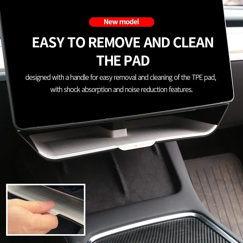 For Tesla Model 3 Y Accessories Center Console Organizer with under screen storage box Anti-Slip Liner Behind Screen Storage